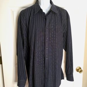 Men's black button down pinstriped shirt  Sz. 2XLT